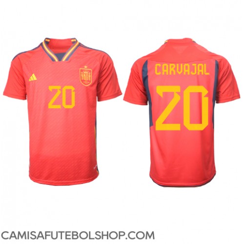 Camisa de time de futebol Espanha Daniel Carvajal #20 Replicas 1º Equipamento Mundo 2022 Manga Curta